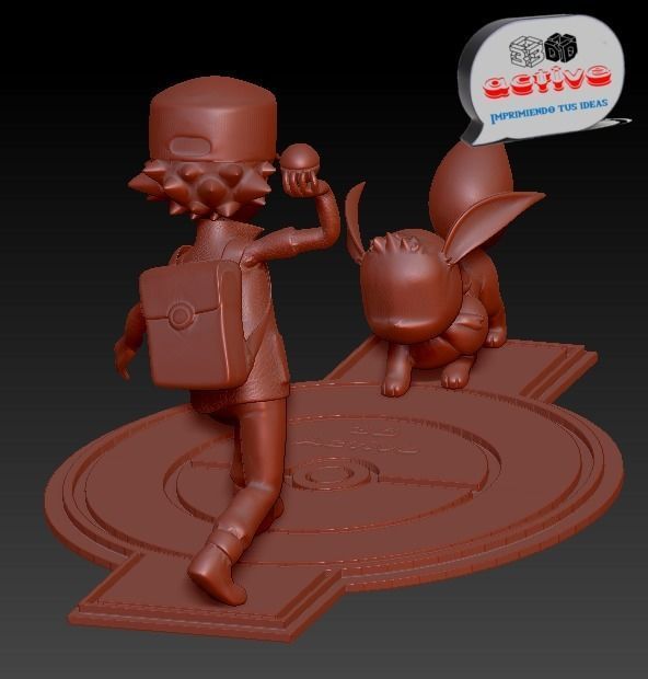 Pokemon - Red catch Eevee 3D print model_2