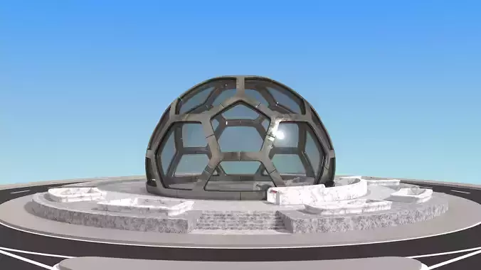 small hexagon dome with an underground entrance