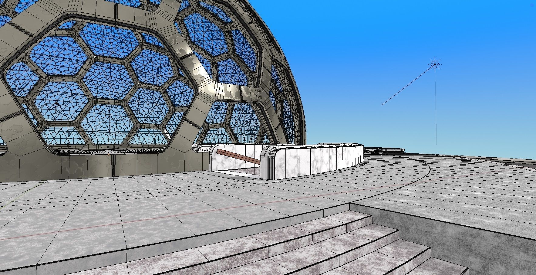 medium hexagon dome with an underground entrance 3D model_8