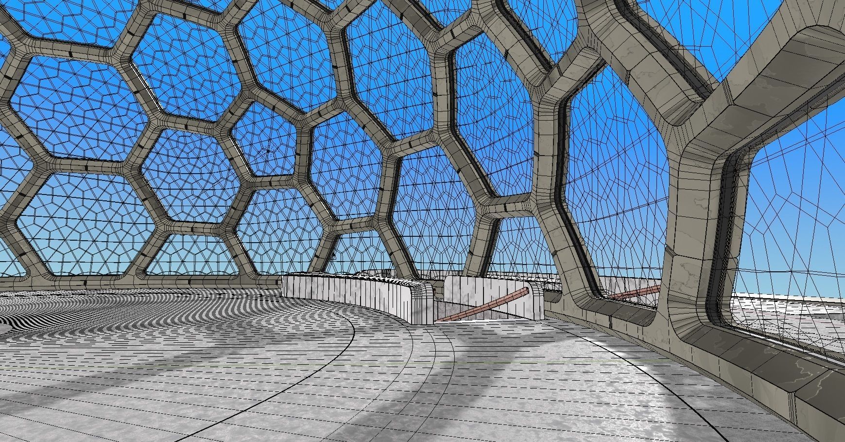 medium hexagon dome with an underground entrance 3D model_7