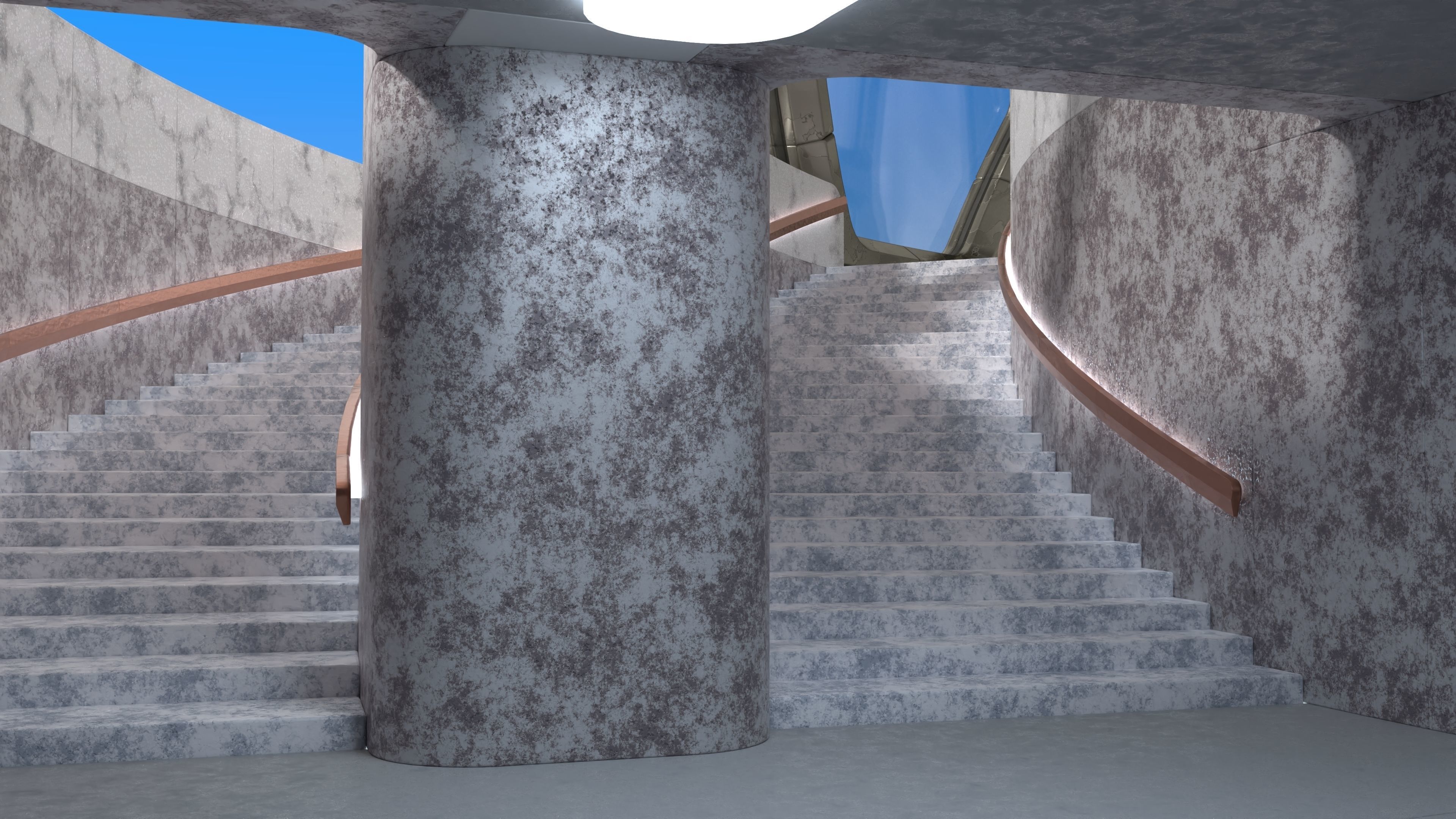 medium hexagon dome with an underground entrance 3D model_3