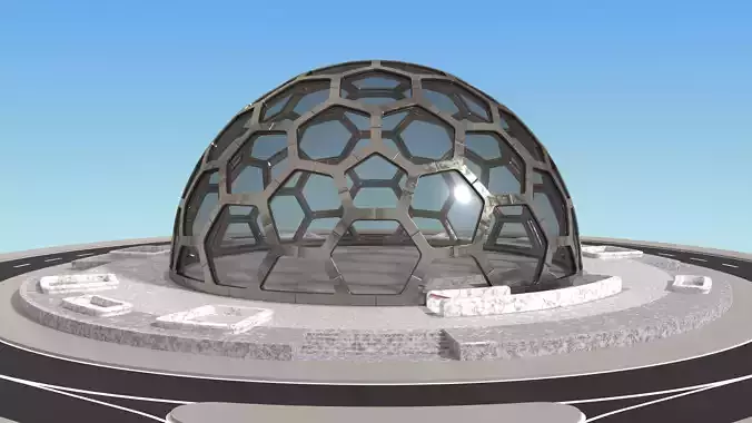 medium hexagon dome with an underground entrance 3D model