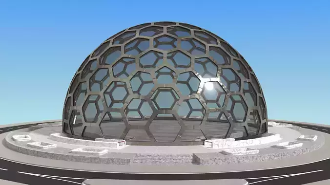 big hexagon dome with two underground entrances