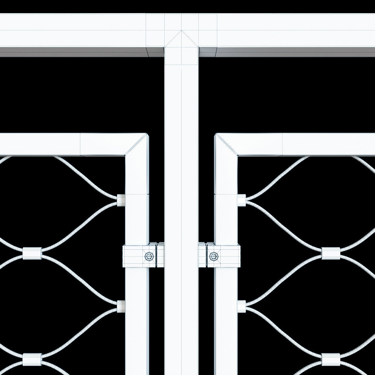 Steel railing with rope system 3D model_7