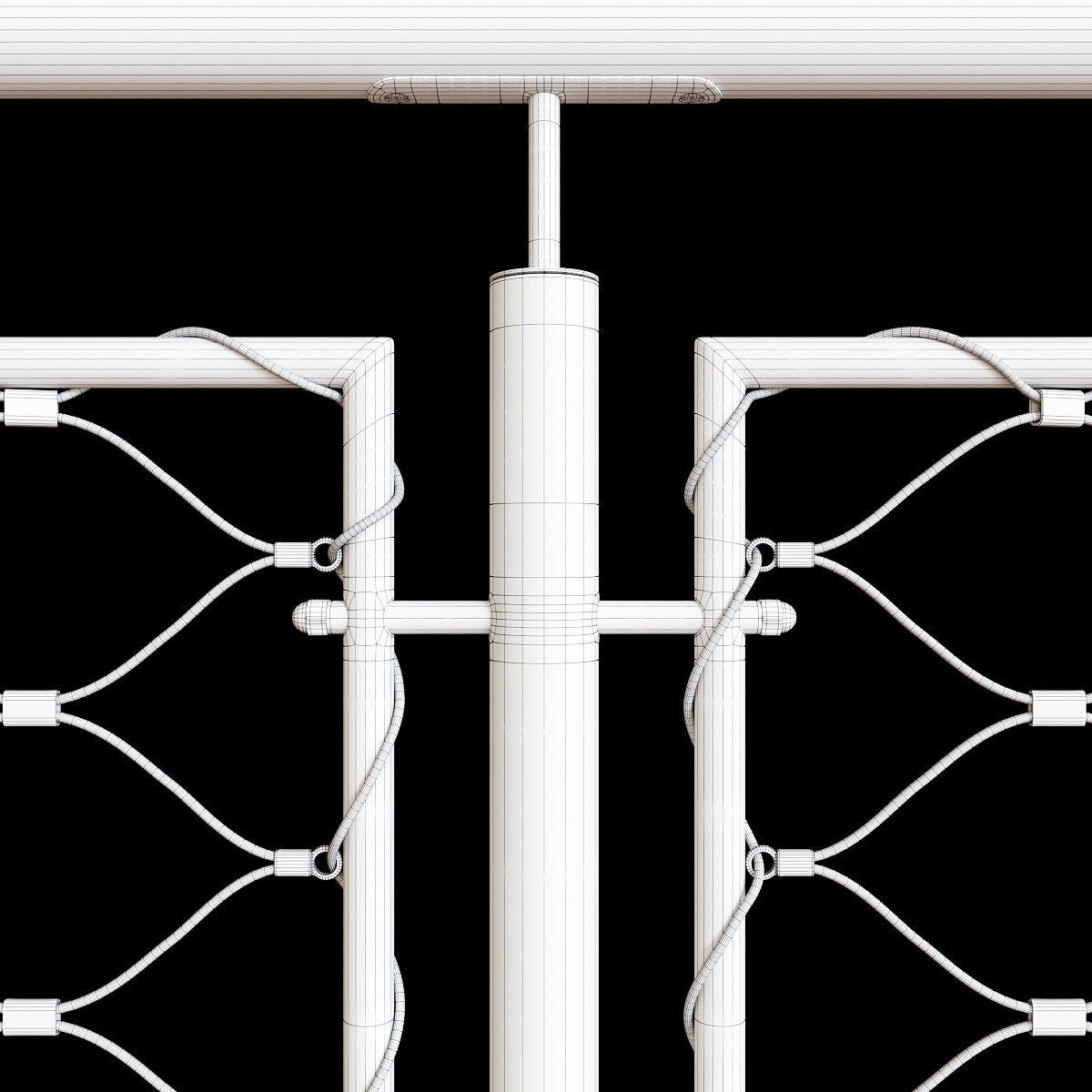 Steel railing with rope system 3D model_6