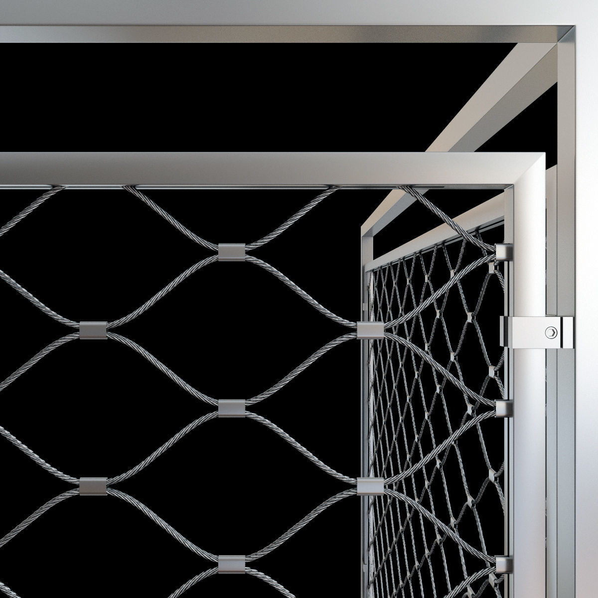 Steel railing with rope system 3D model_4