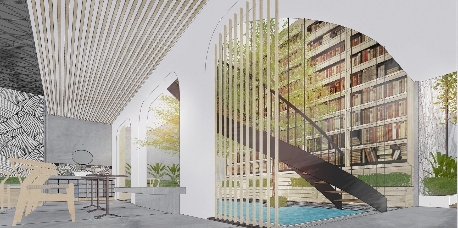 Coffee 3d Model exterior of modern building 3D model_3