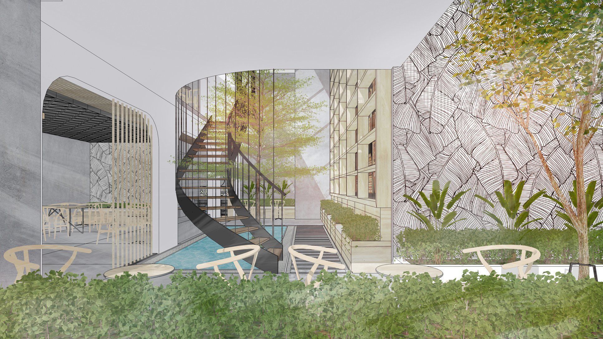 Coffee 3d Model exterior of modern building 3D model_2