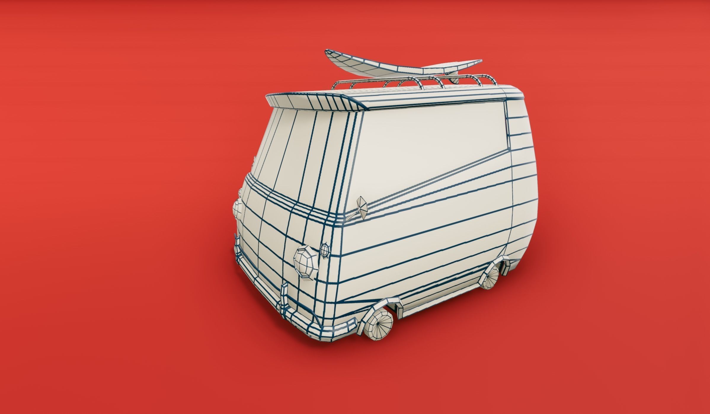 Surfer Van with Cartoon Style Option Low-poly 3D model_18