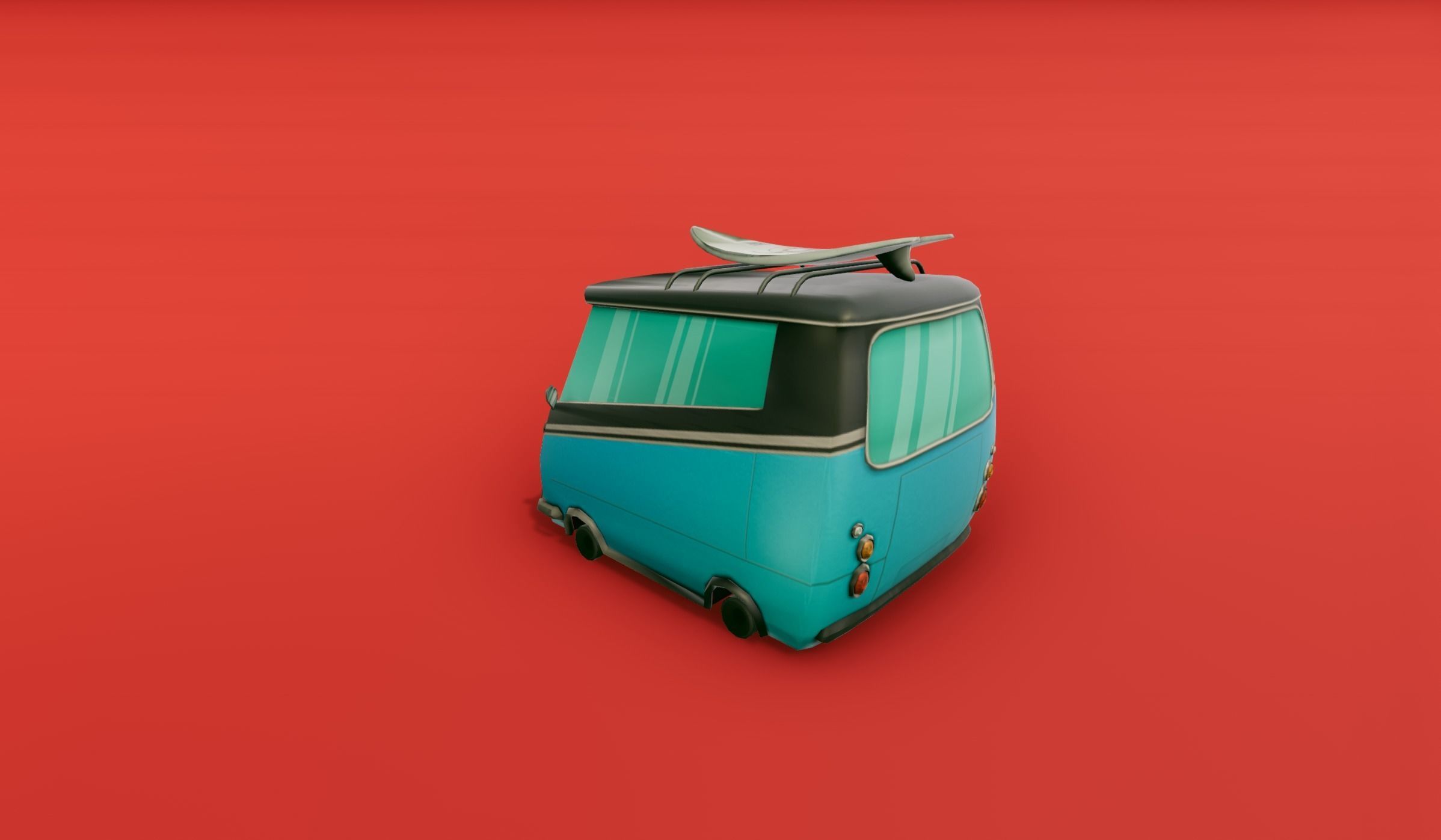 Surfer Van with Cartoon Style Option Low-poly 3D model_9