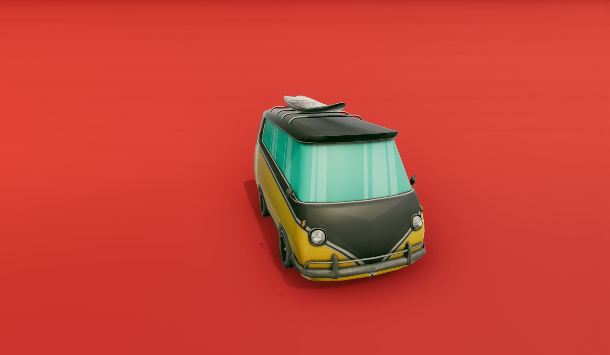 Surfer Van with Cartoon Style Option Low-poly 3D model_11