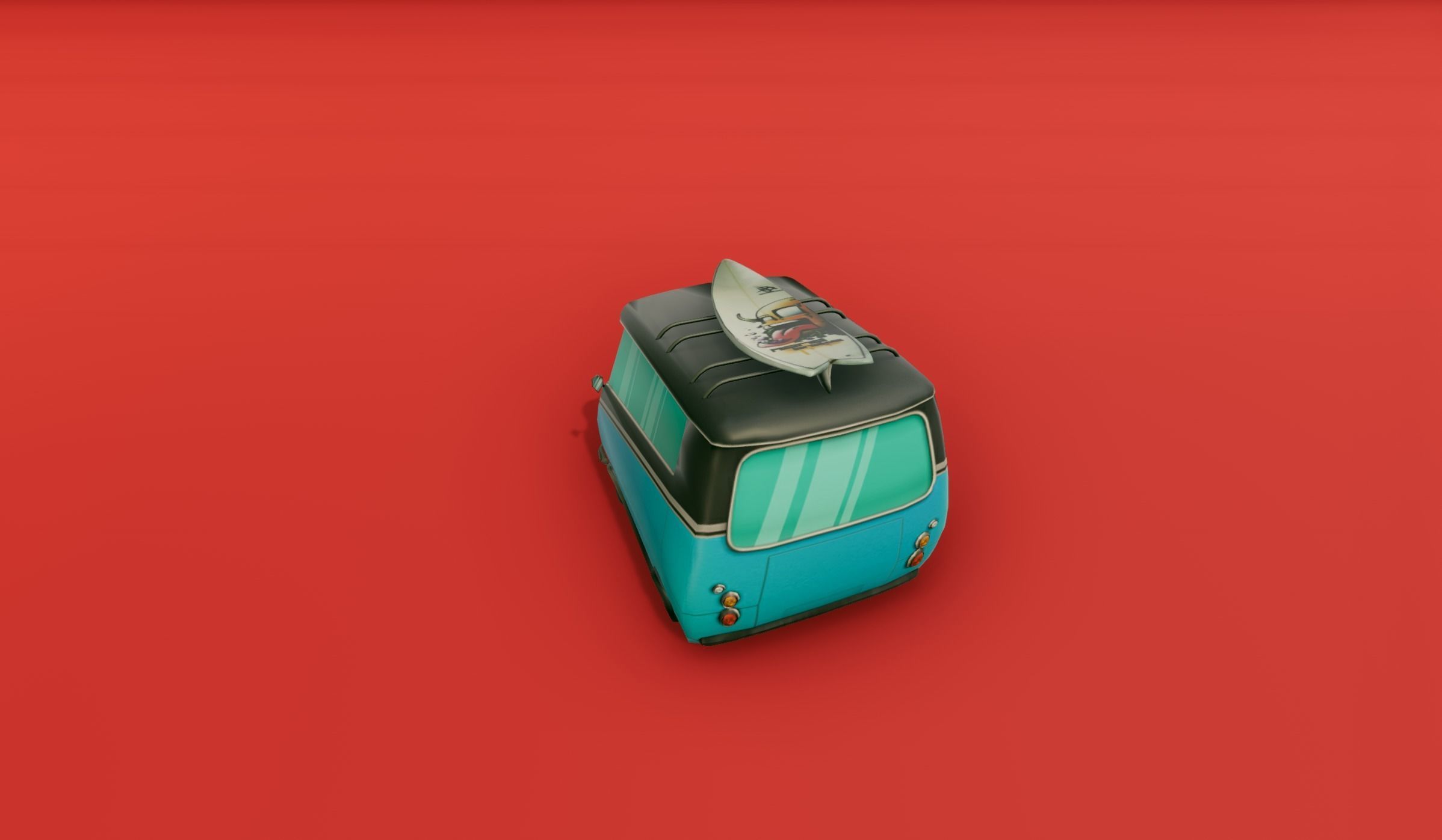 Surfer Van with Cartoon Style Option Low-poly 3D model_16