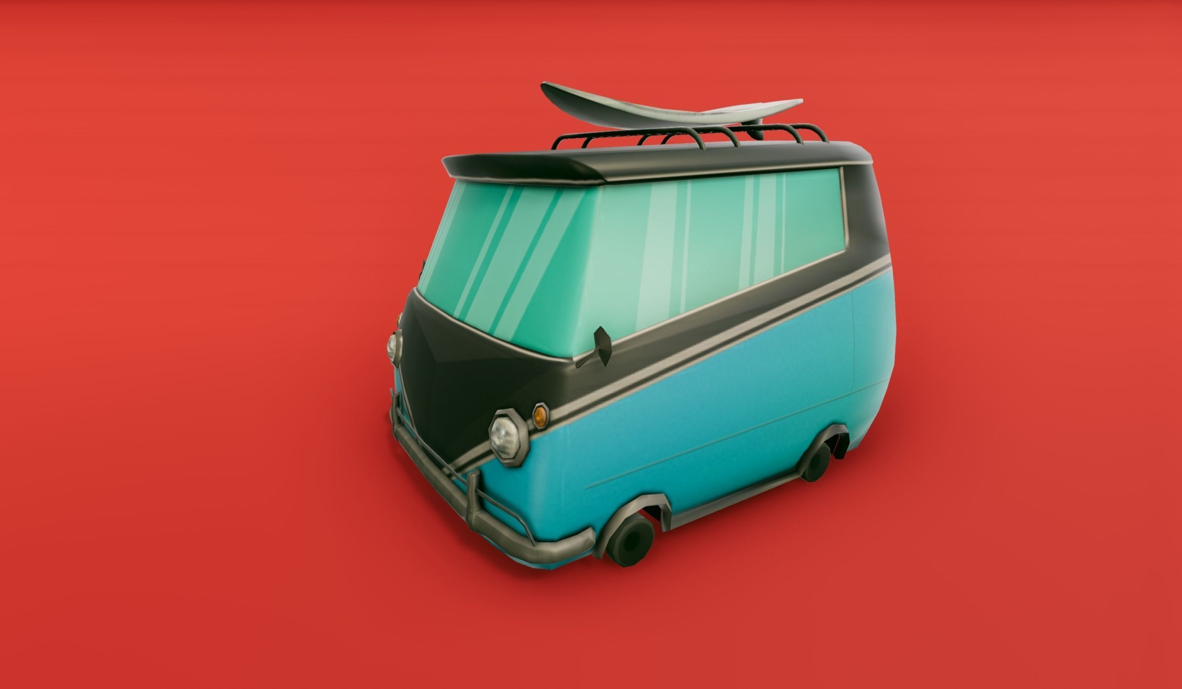 Surfer Van with Cartoon Style Option Low-poly 3D model_17