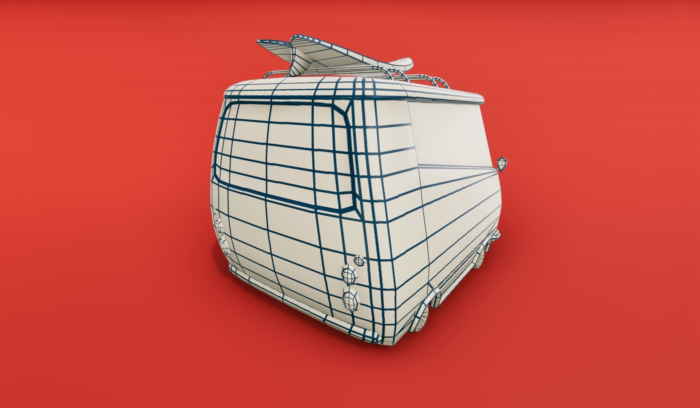 Surfer Van with Cartoon Style Option Low-poly 3D model_19