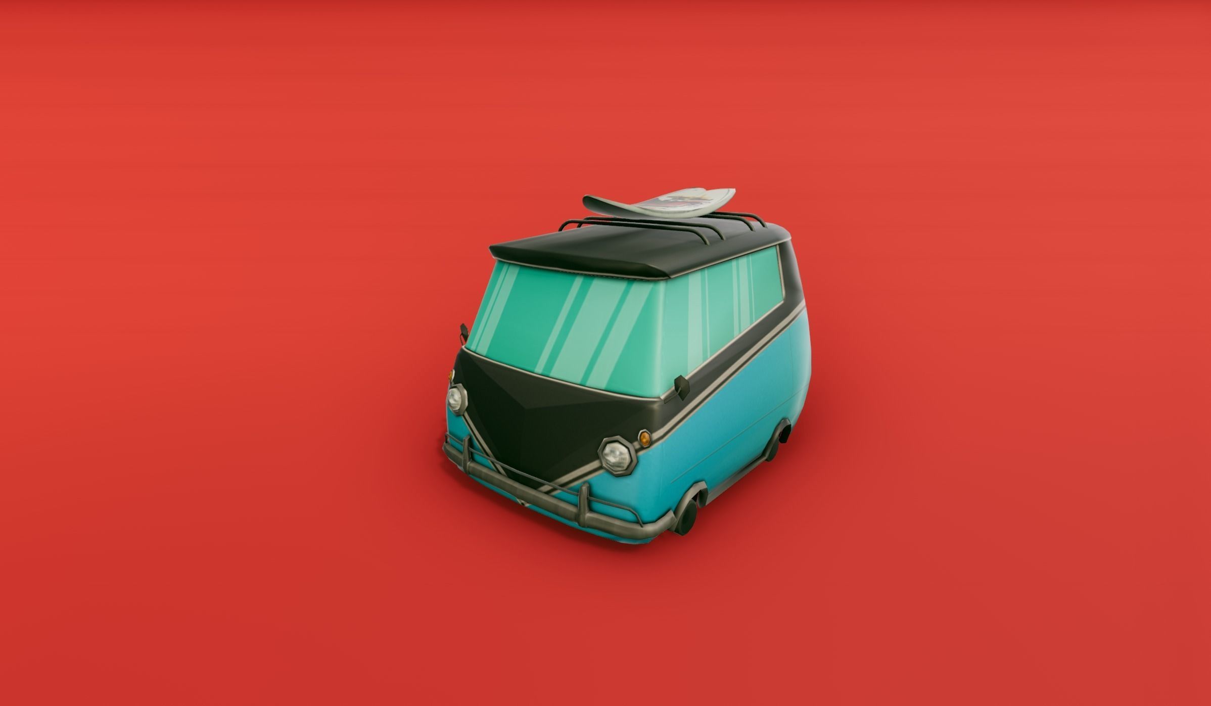 Surfer Van with Cartoon Style Option Low-poly 3D model_8