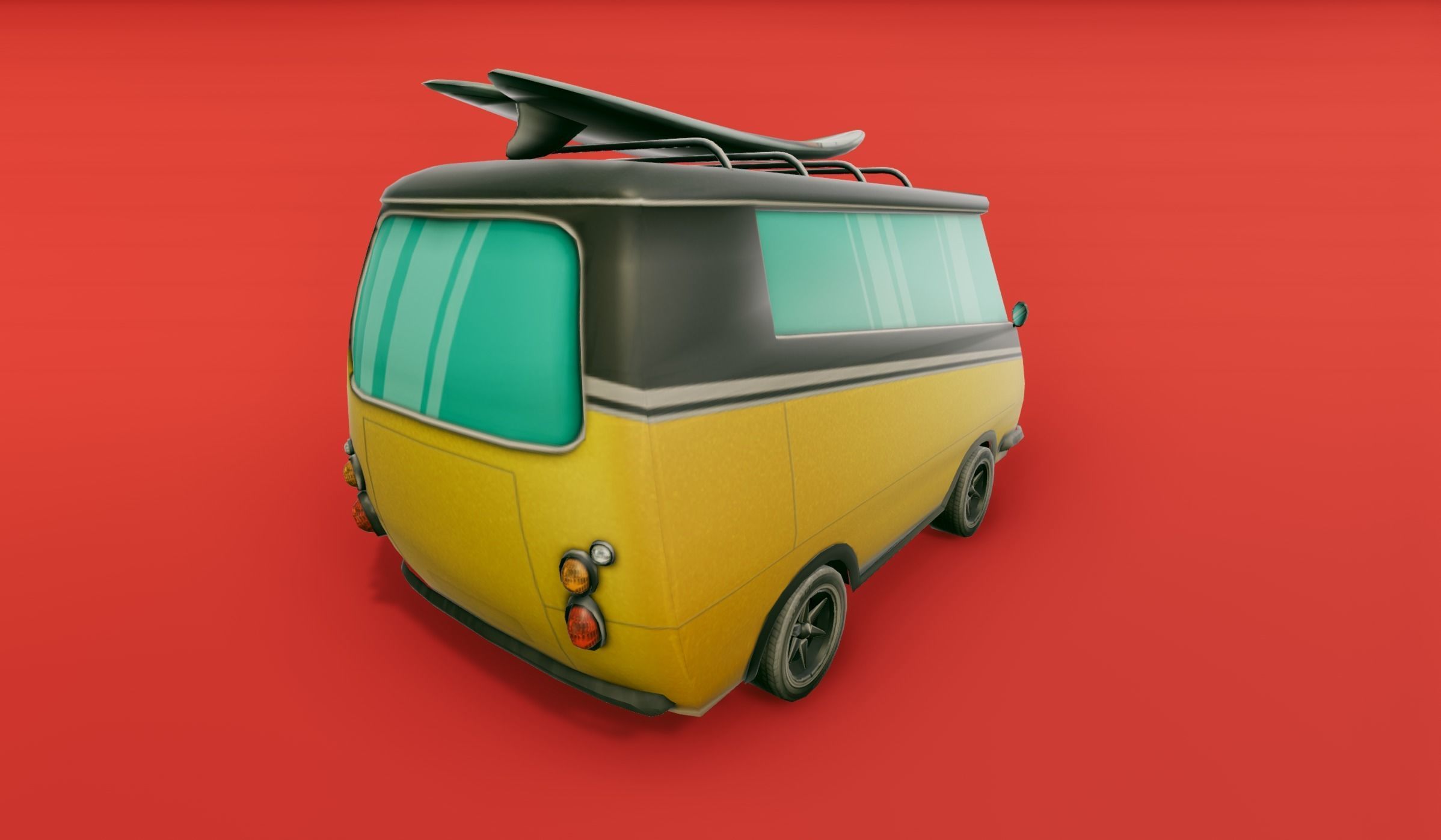 Surfer Van with Cartoon Style Option Low-poly 3D model_22