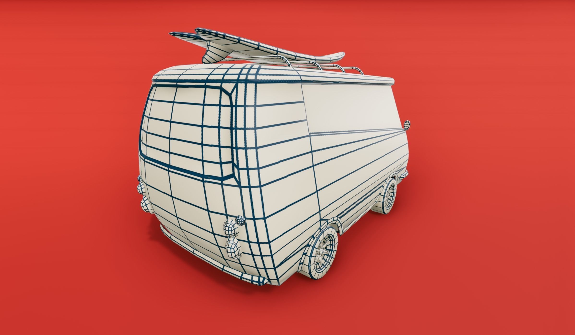 Surfer Van with Cartoon Style Option Low-poly 3D model_21