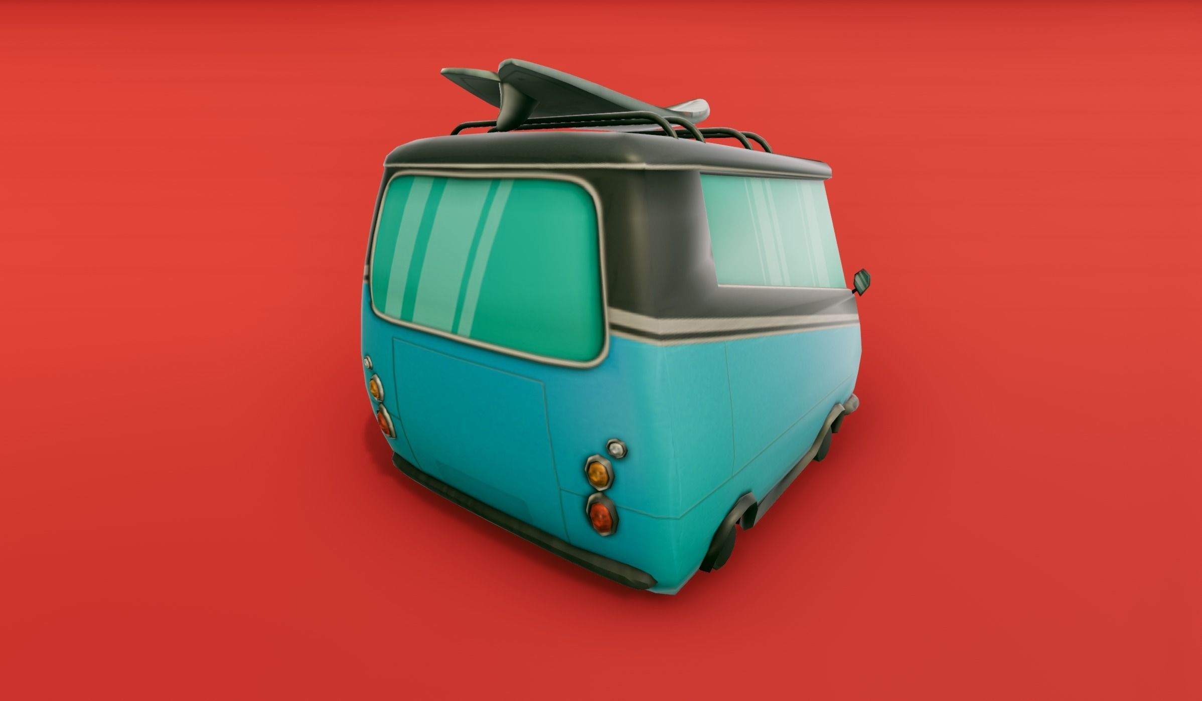 Surfer Van with Cartoon Style Option Low-poly 3D model_20