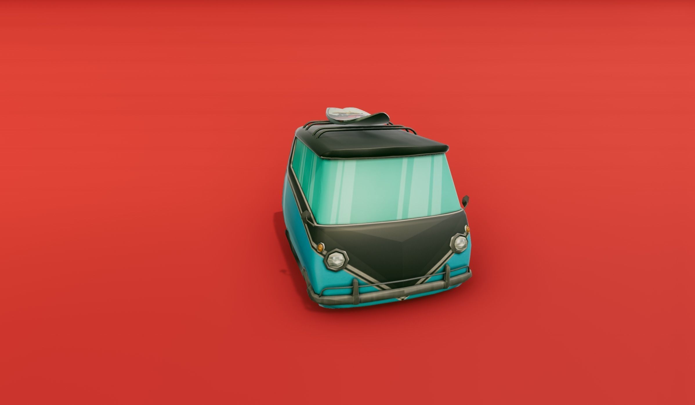 Surfer Van with Cartoon Style Option Low-poly 3D model_12