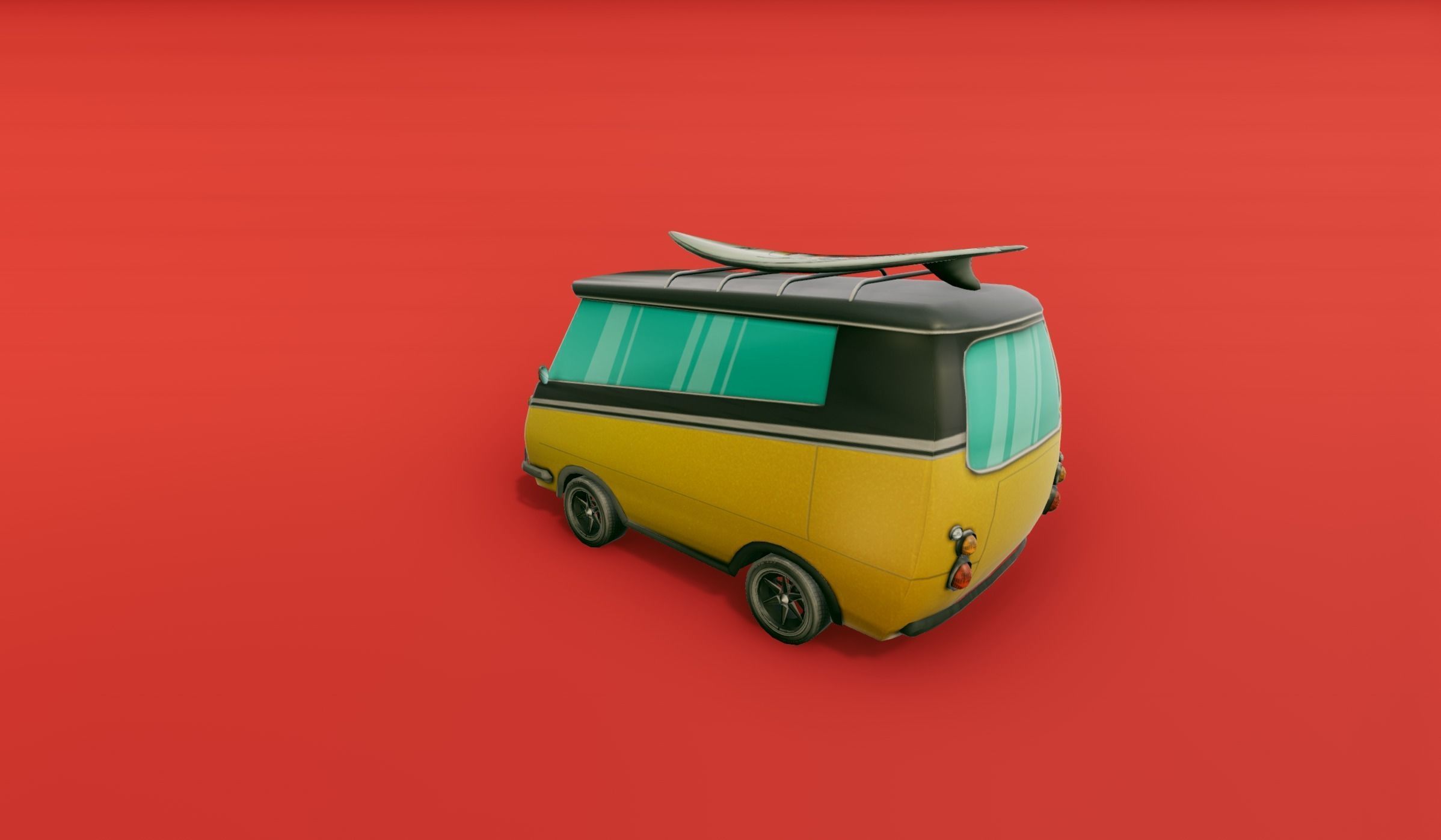 Surfer Van with Cartoon Style Option Low-poly 3D model_10