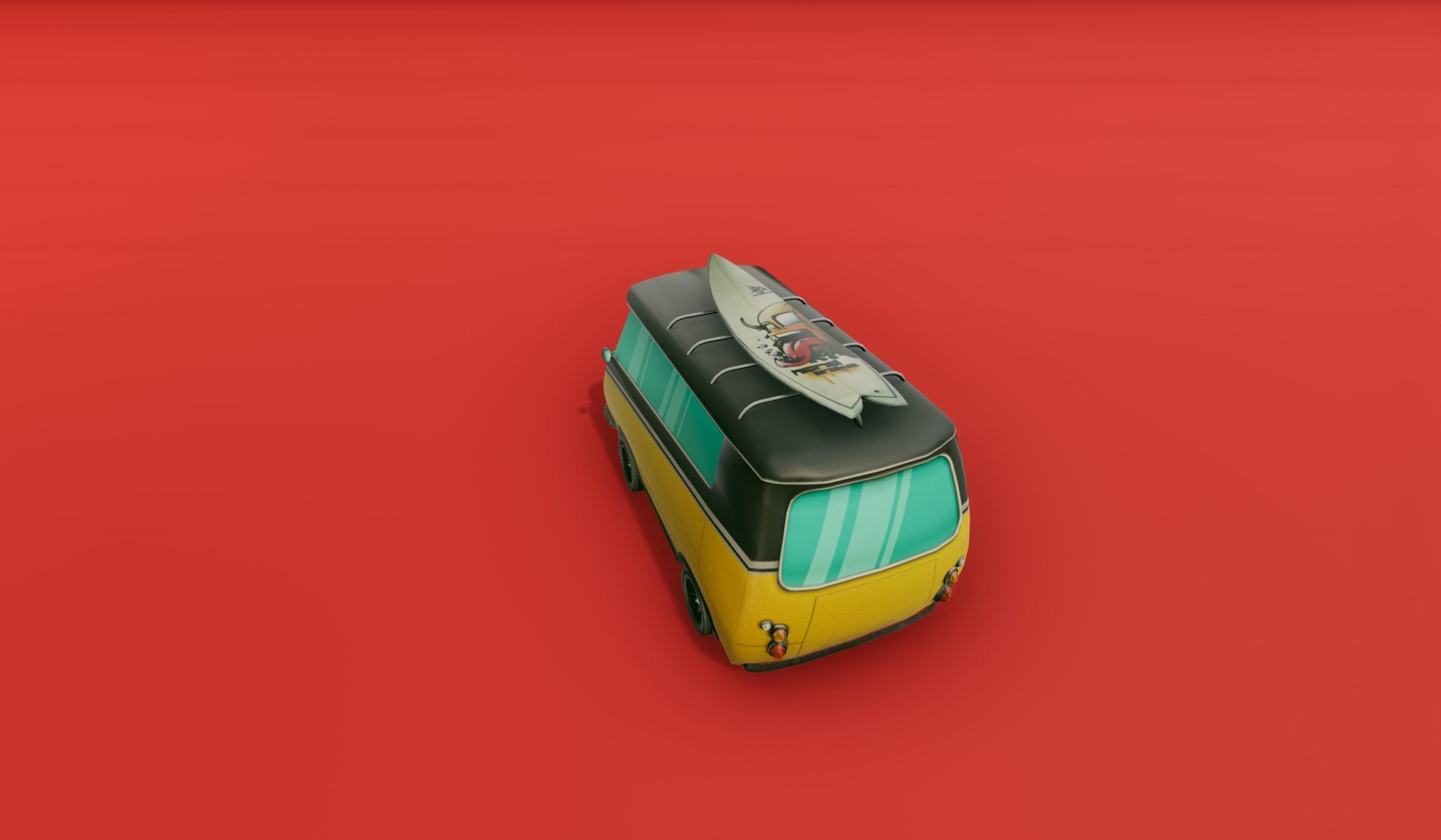Surfer Van with Cartoon Style Option Low-poly 3D model_15