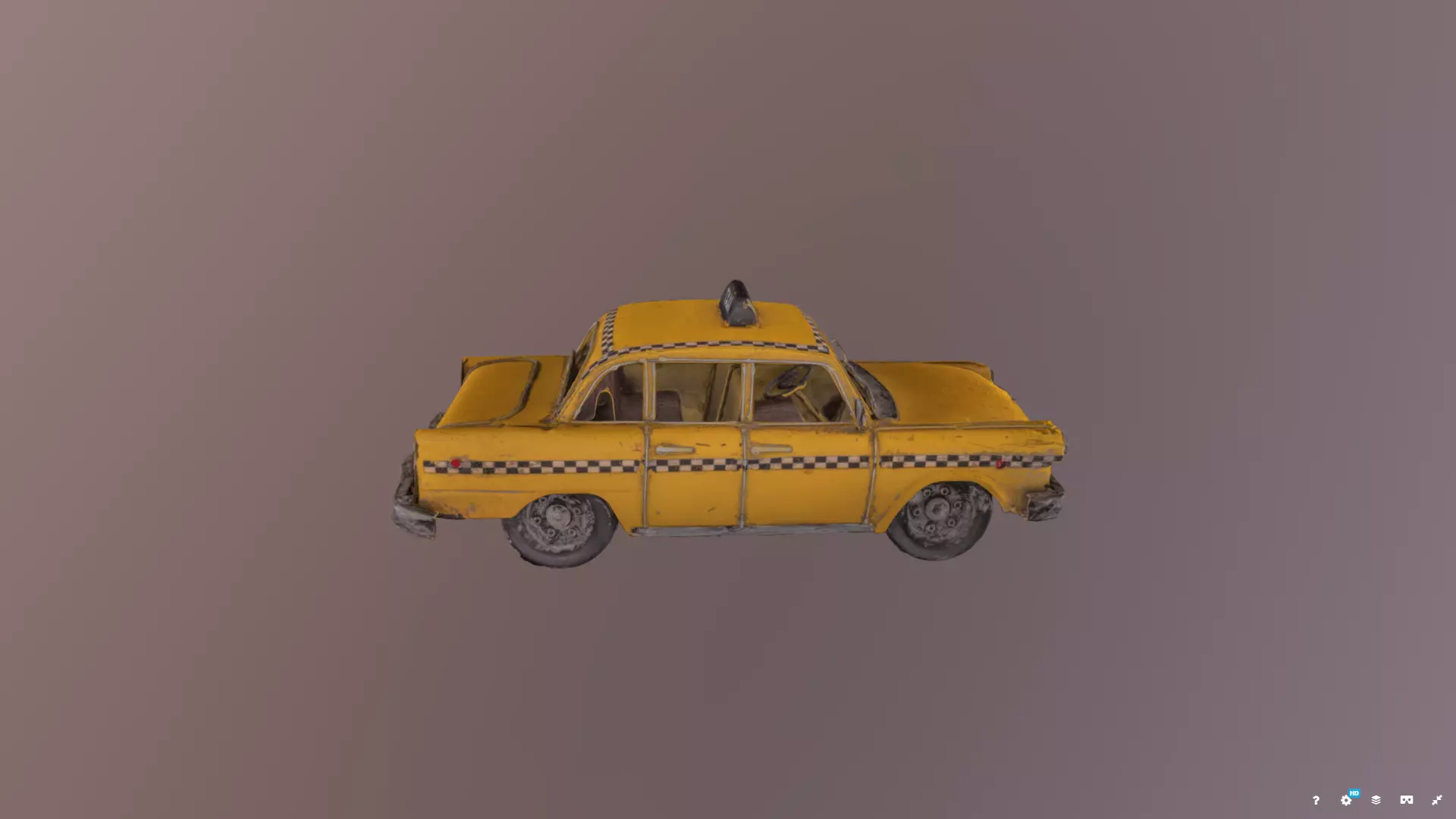 Antique Toy Taxi 3D model_0