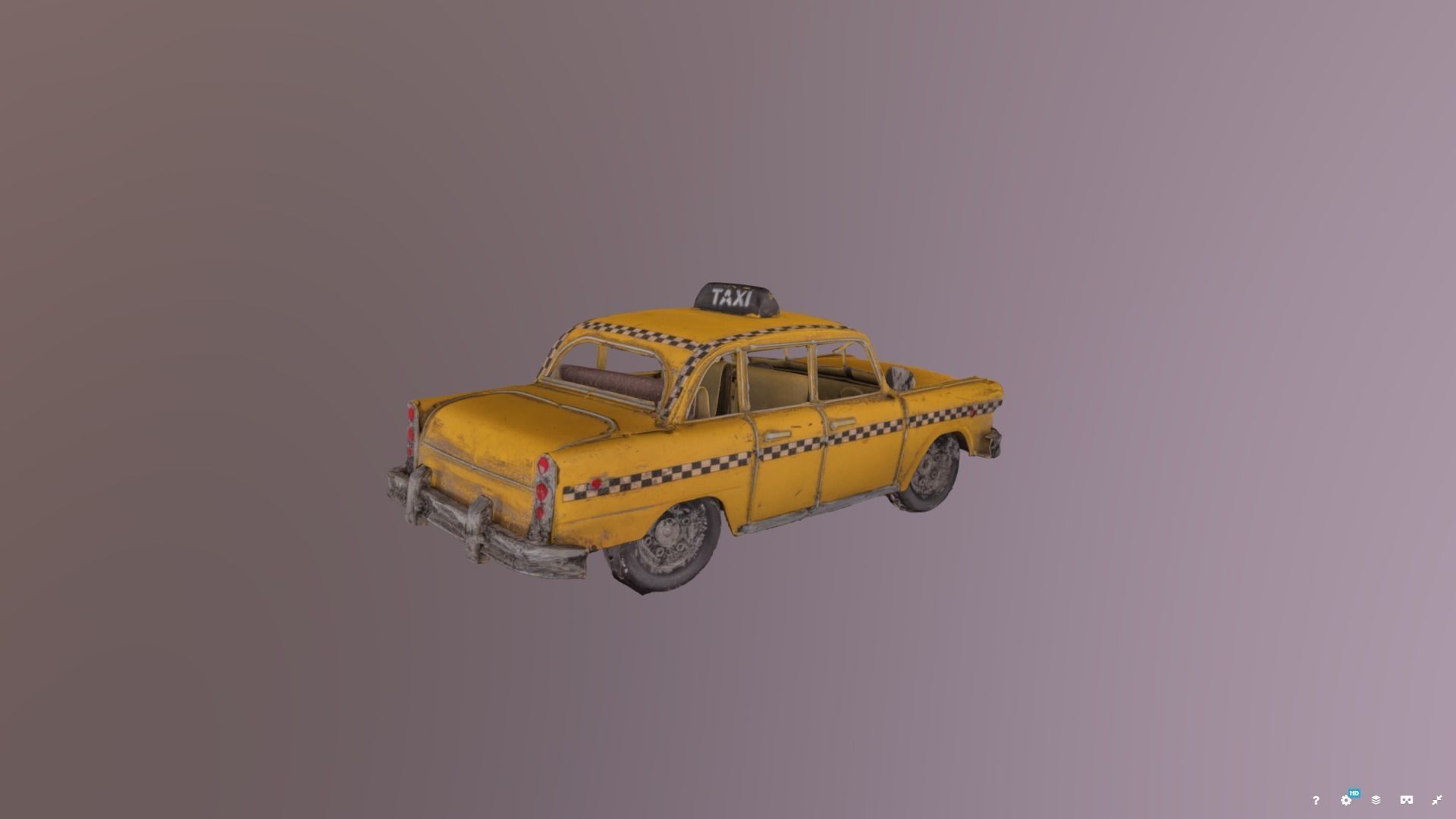 Antique Toy Taxi 3D model_2
