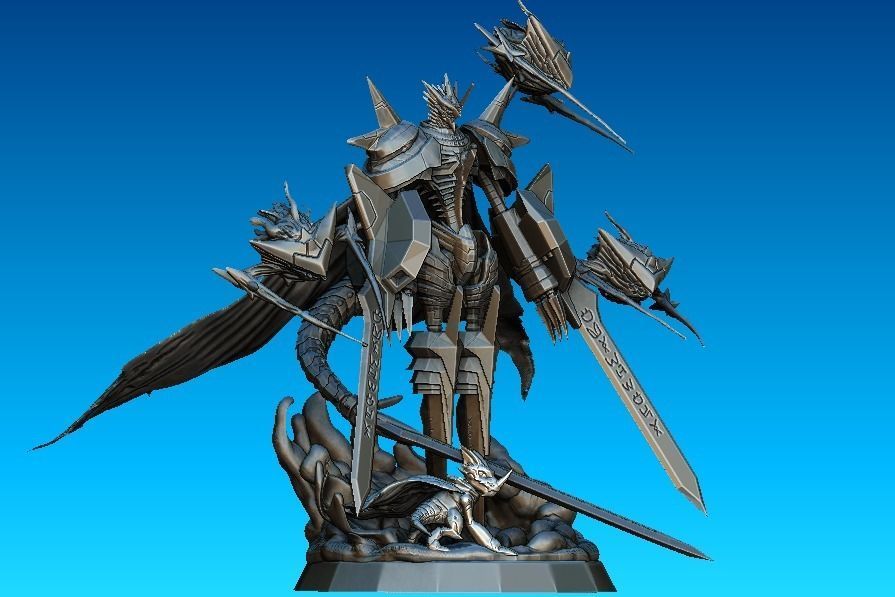 Jesmon and Hackmon Digimon Statue 3D model_1