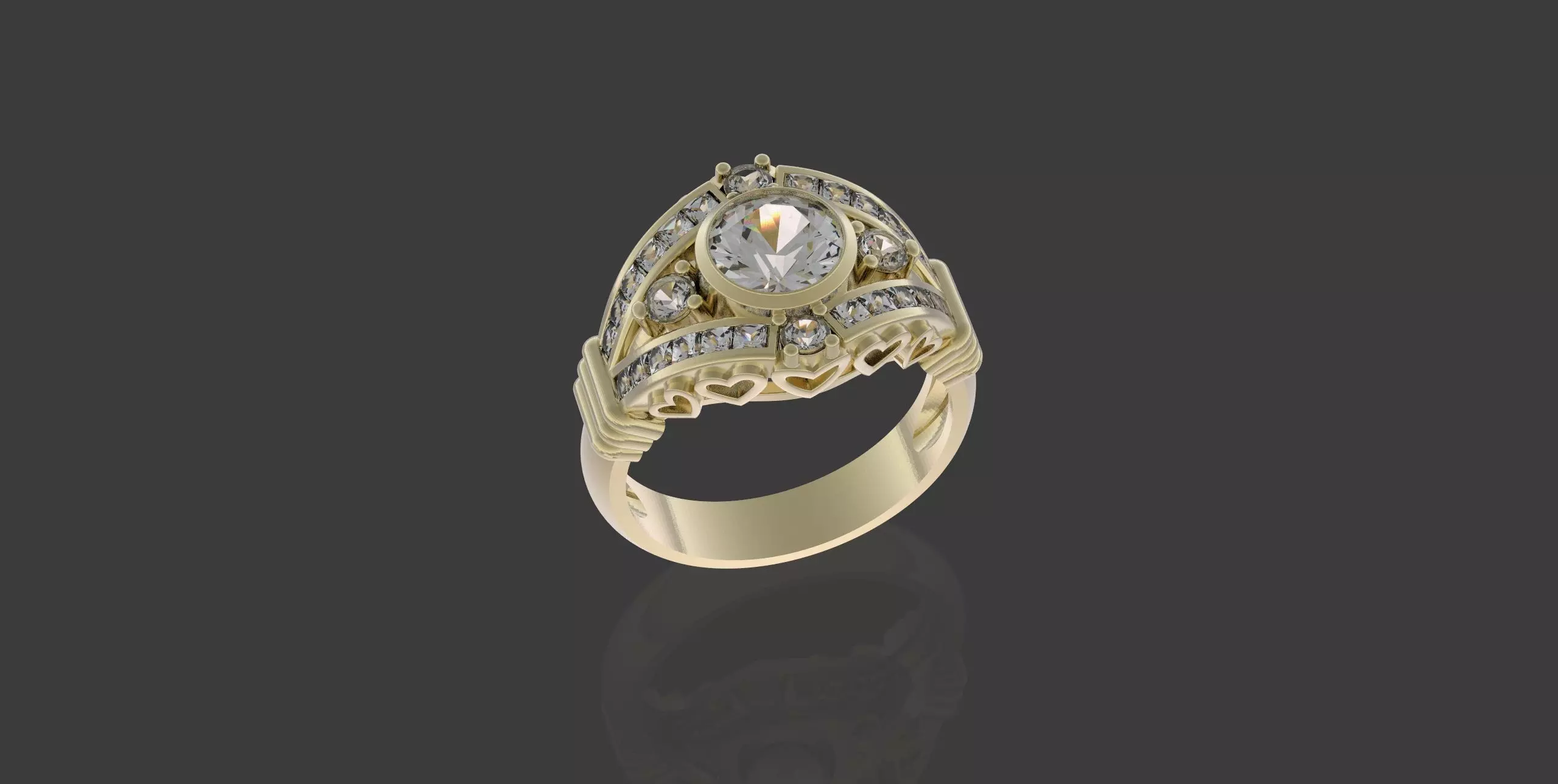 Ring with hearts 3D print model