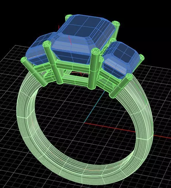 Three Gem Ring Free 3D print model