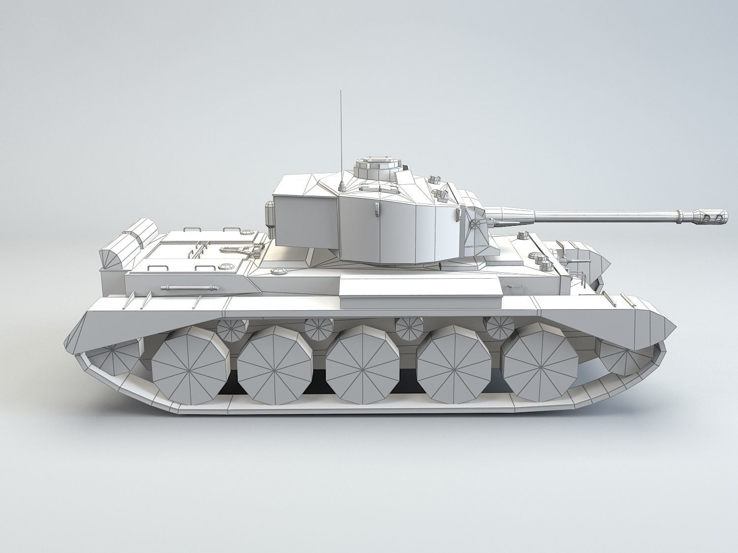 Low Poly A34 Comet Cruiser Tank Low-poly 3D model_10