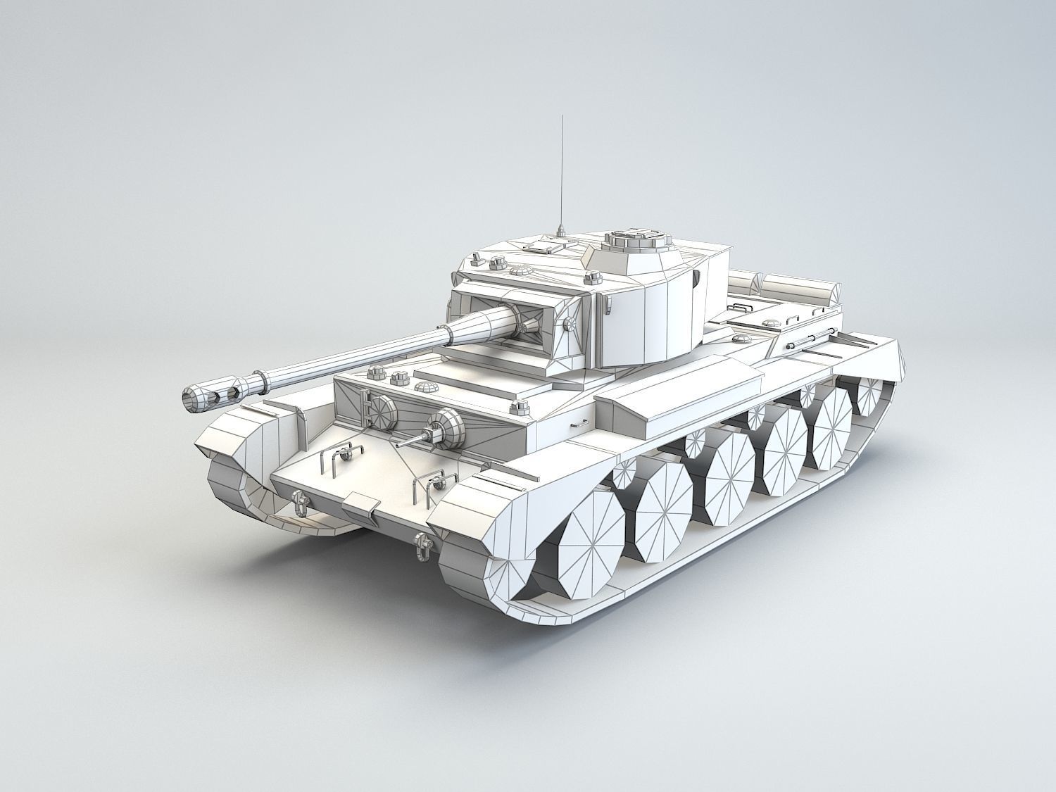 Low Poly A34 Comet Cruiser Tank Low-poly 3D model_4