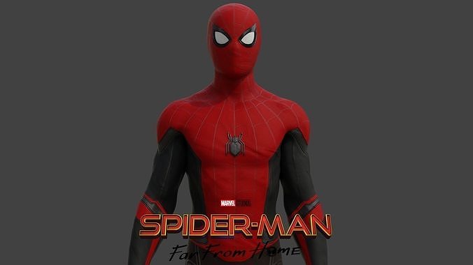 Spider-man Far from home 3D Model Rigged and 3D print Low-poly 3D model
