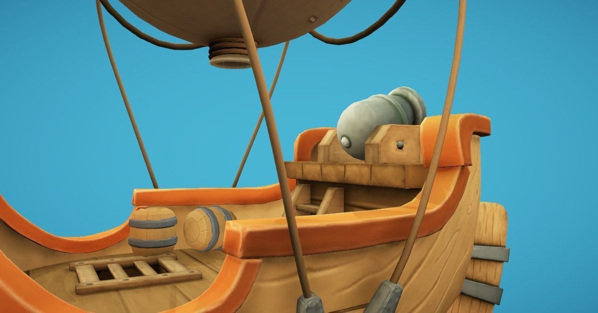 Balloon Boat Low-poly 3D model_2