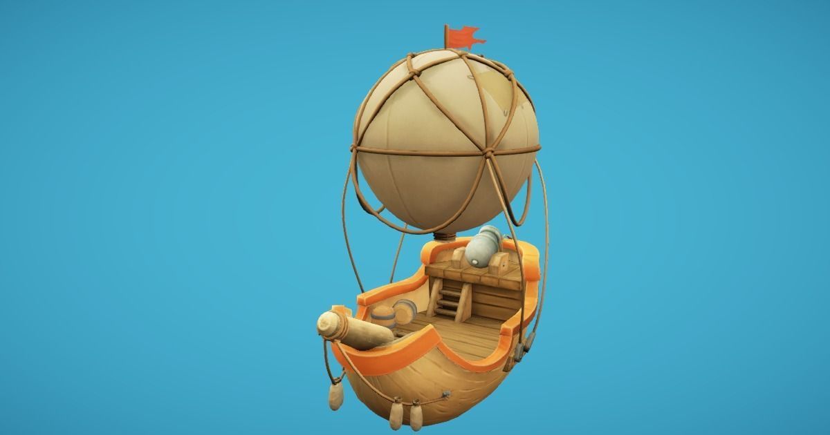 Balloon Boat Low-poly 3D model_1