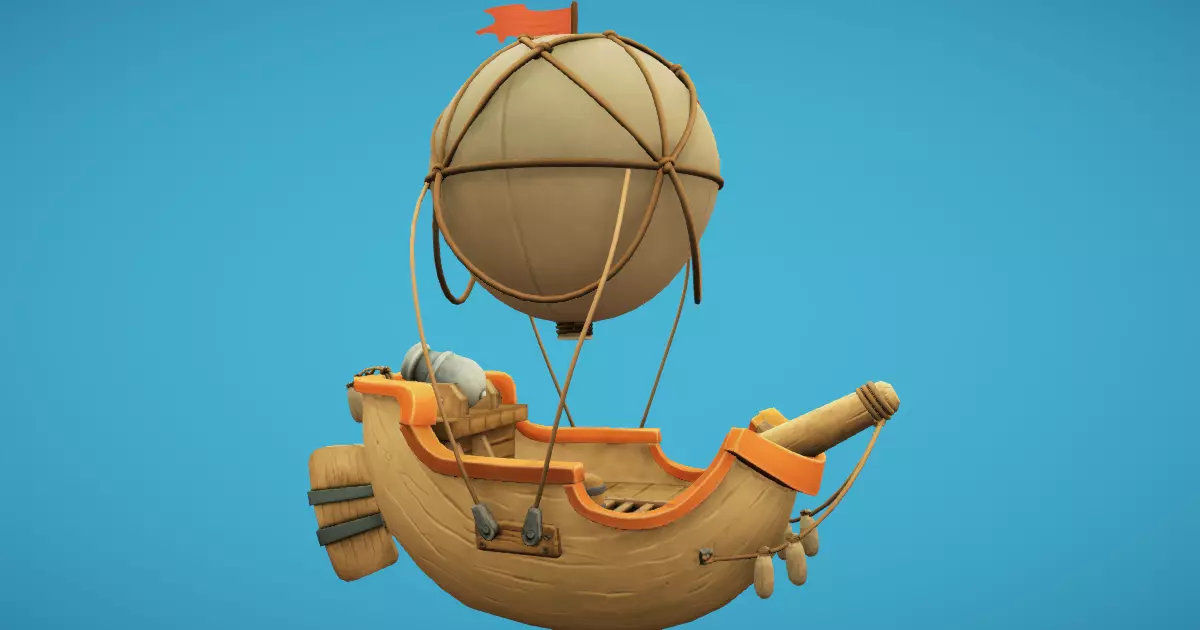 Balloon Boat Low-poly 3D model_0