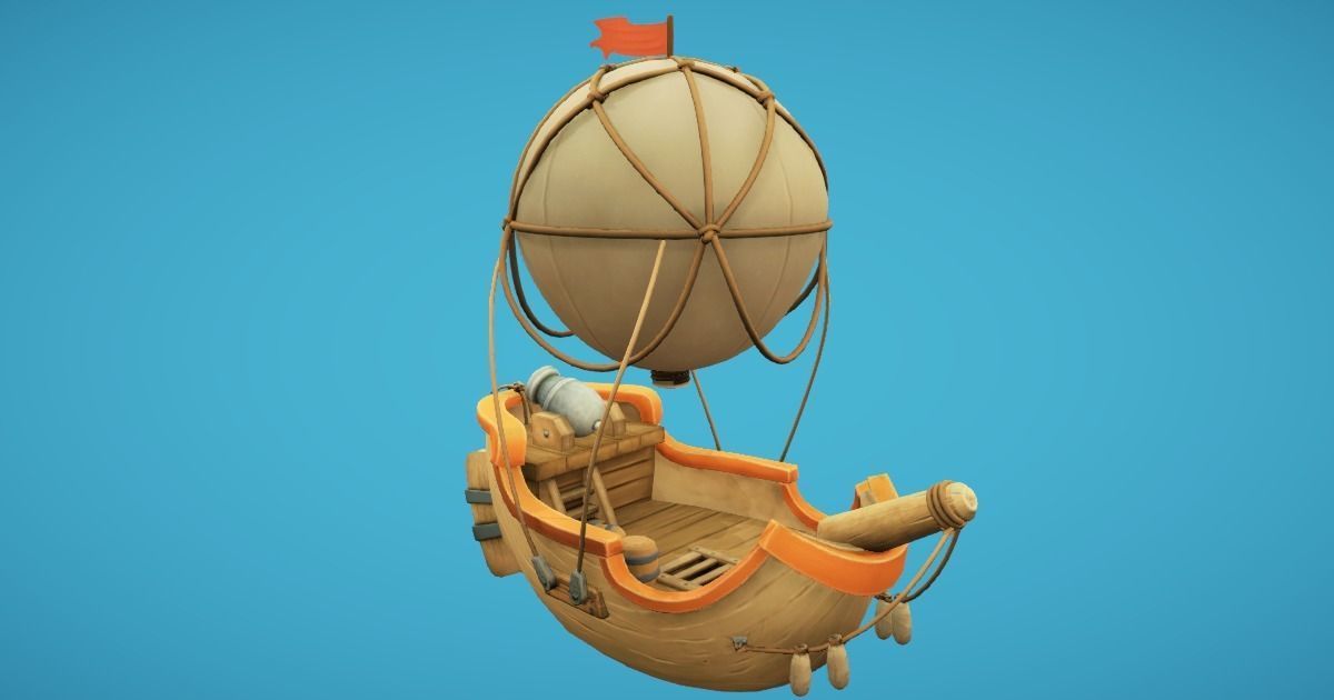 Balloon Boat Low-poly 3D model_4