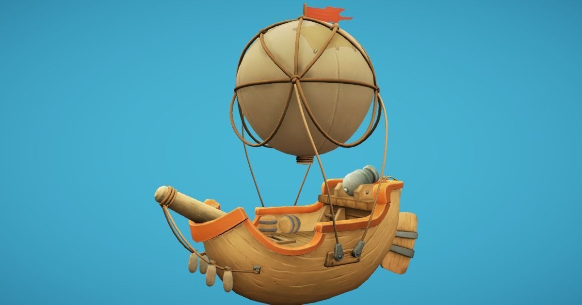 Balloon Boat Low-poly 3D model_3