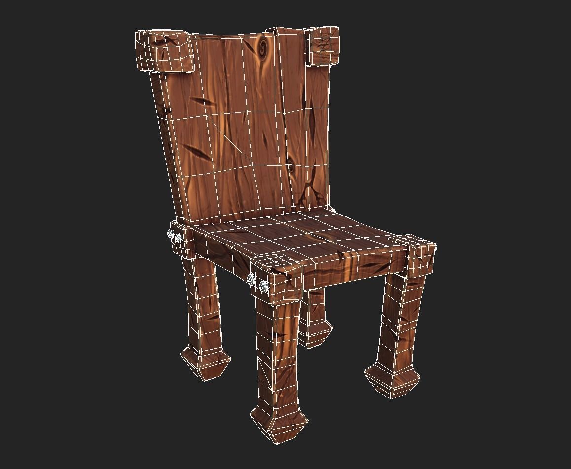 stylized dining table Low-poly 3D model_18