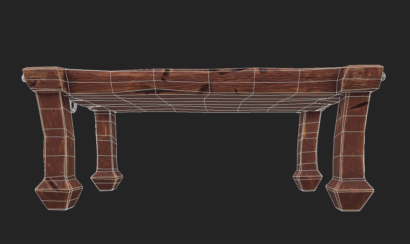 stylized dining table Low-poly 3D model_14