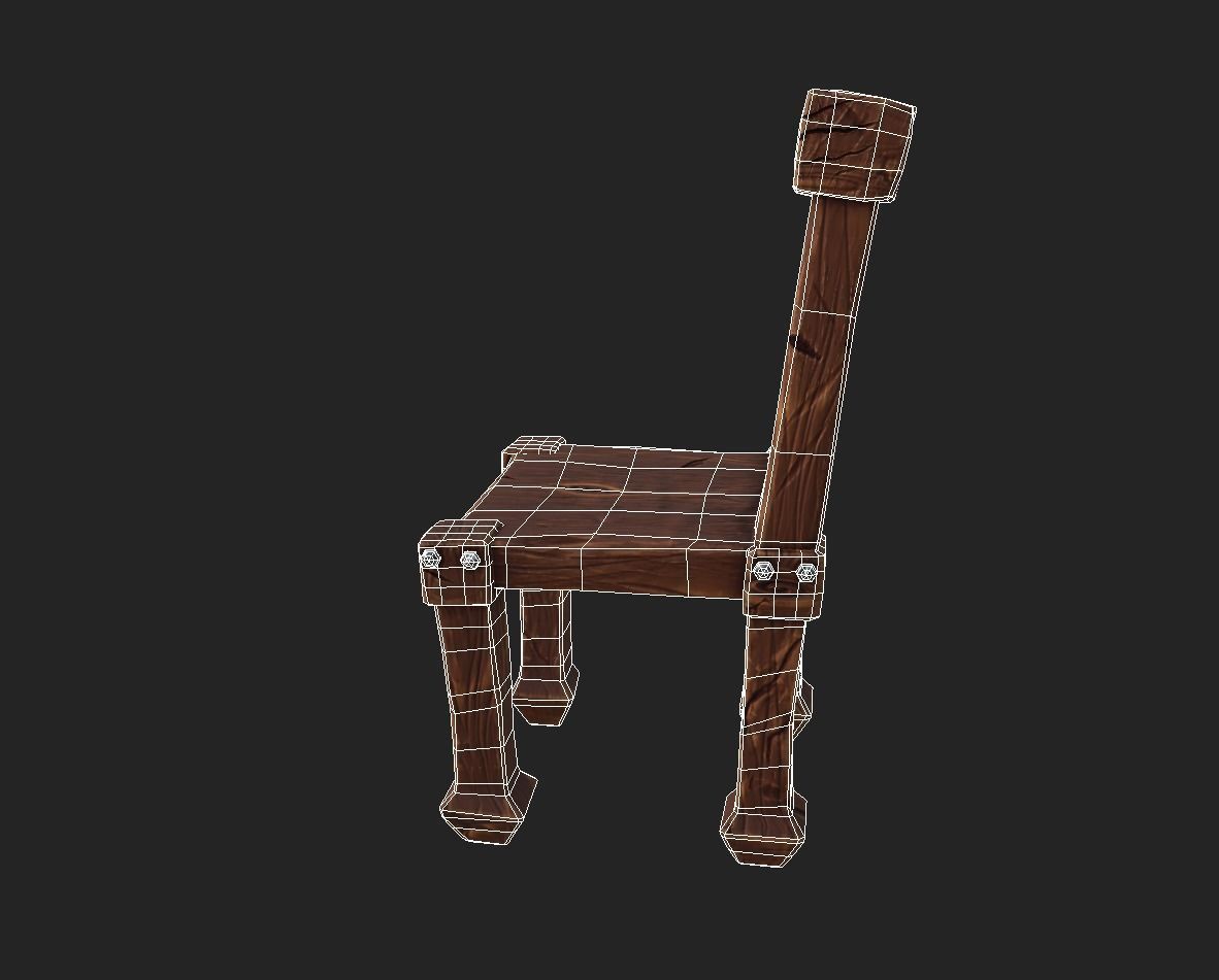 stylized dining table Low-poly 3D model_19