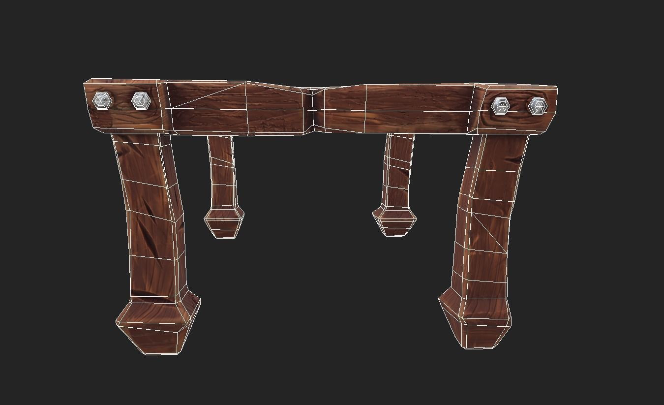stylized dining table Low-poly 3D model_17