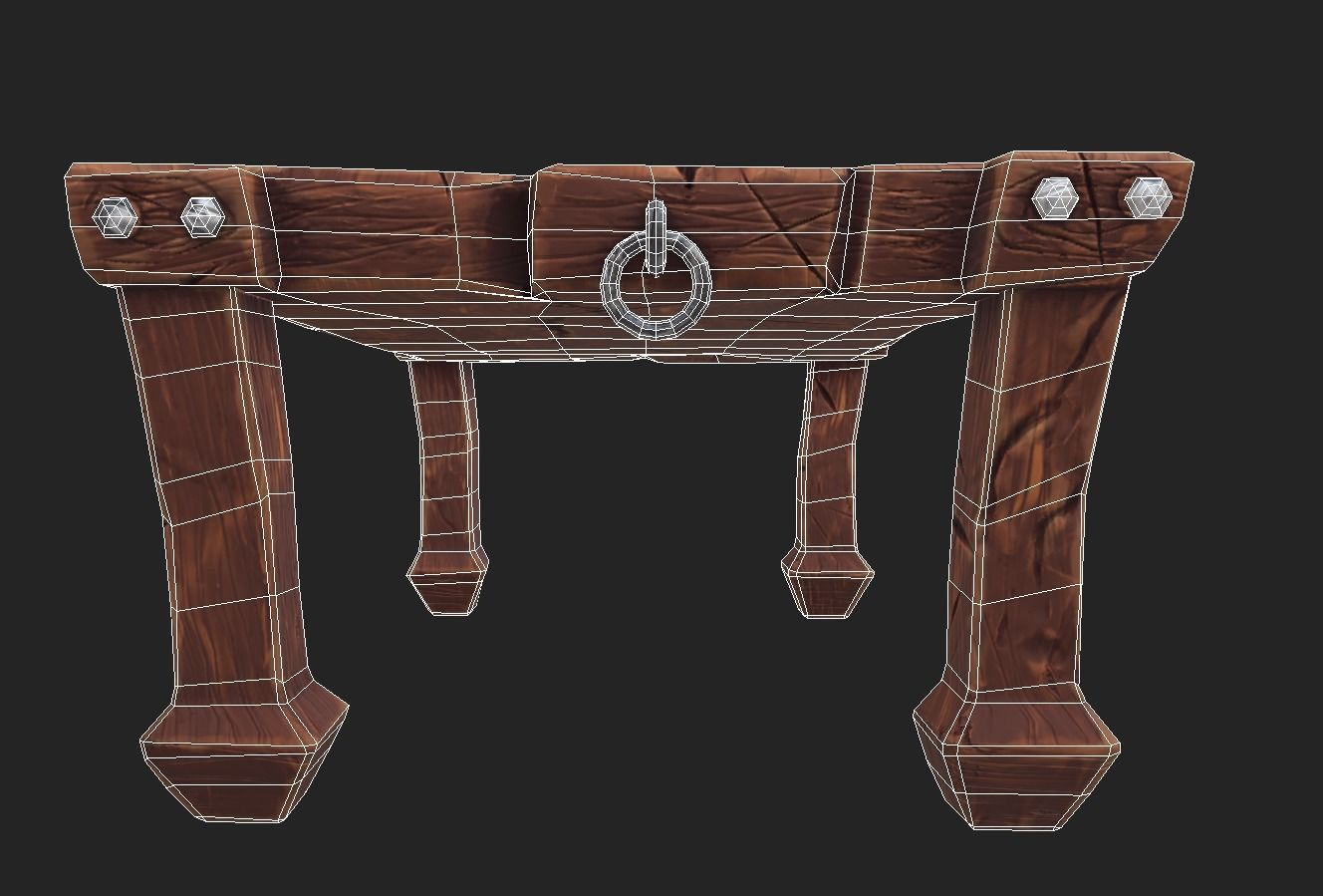 stylized dining table Low-poly 3D model_16