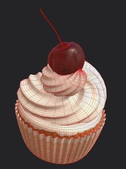 cupcakes 3d model cupcake with blueberries and strawberries 3D model_7