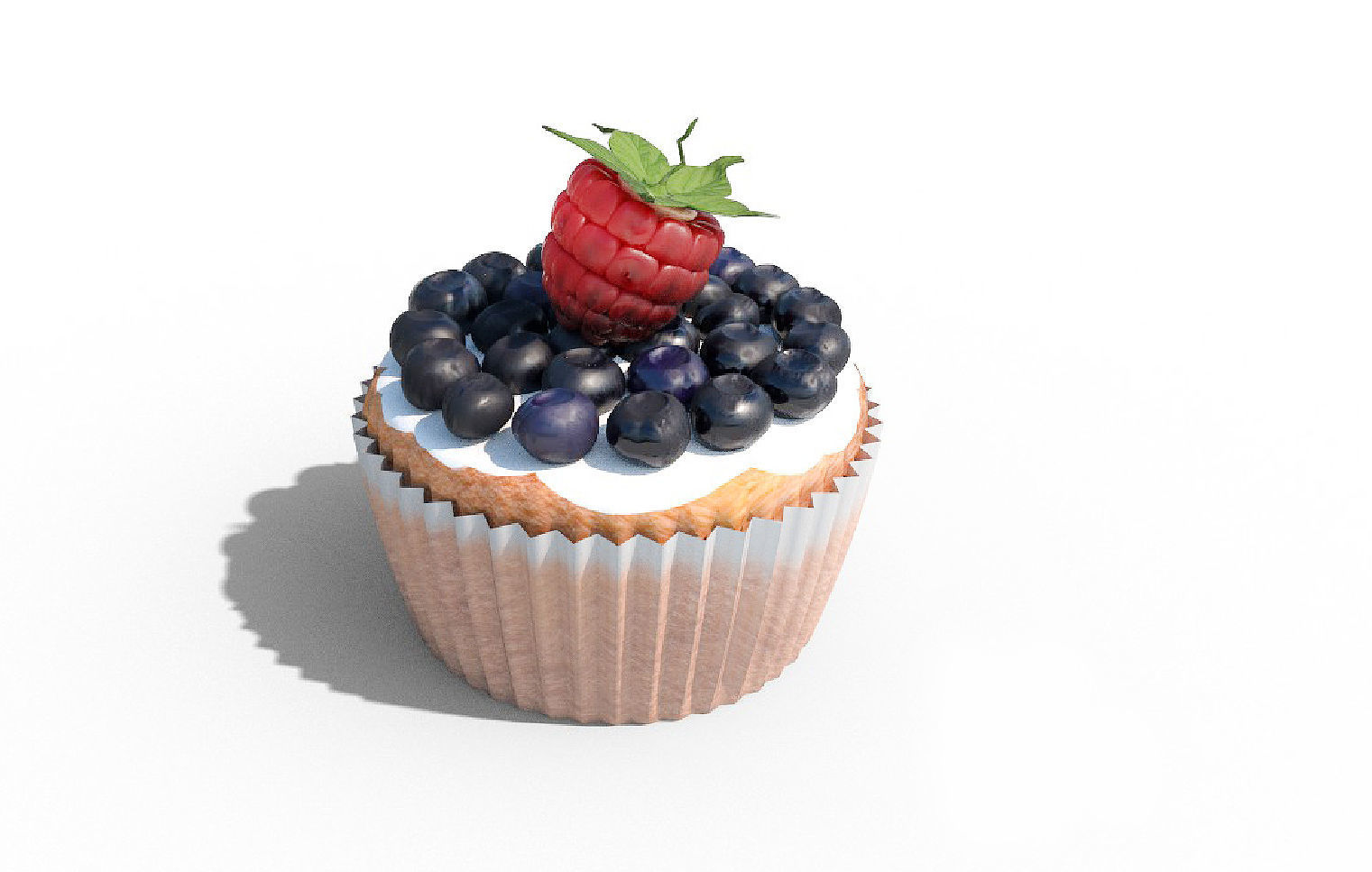 cupcakes 3d model cupcake with blueberries and strawberries 3D model_4