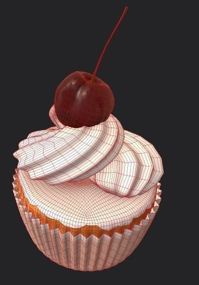 cupcakes 3d model cupcake with blueberries and strawberries 3D model_8