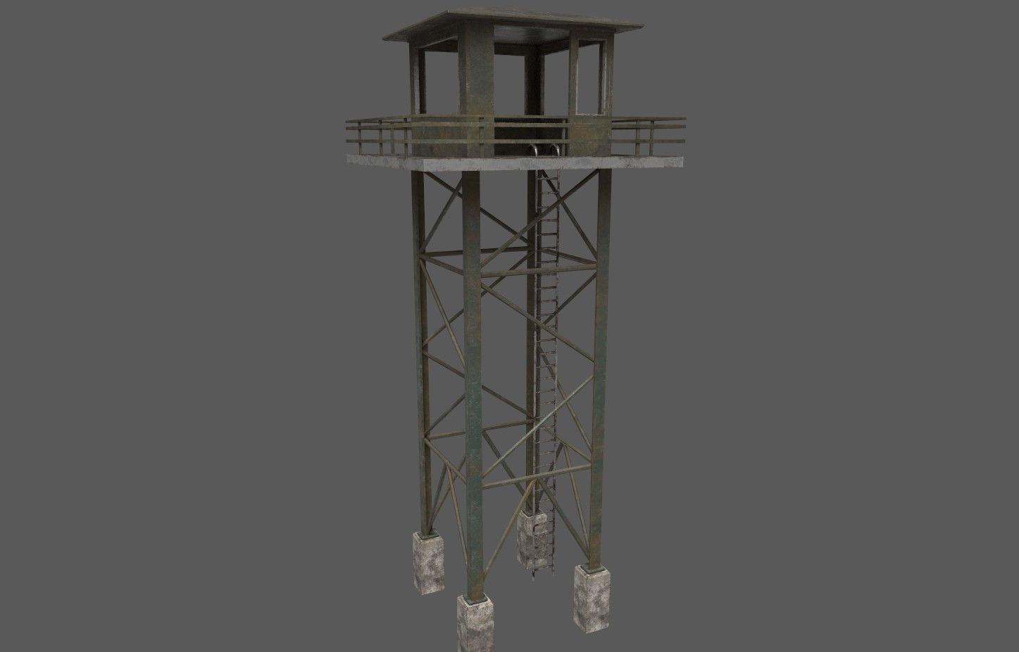 Military Watchtower 02 Low-poly 3D model_7