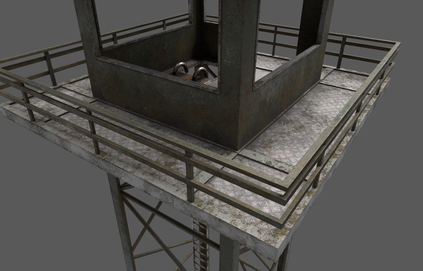 Military Watchtower 02 Low-poly 3D model_5