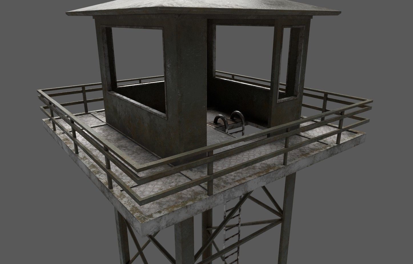 Military Watchtower 02 Low-poly 3D model_1