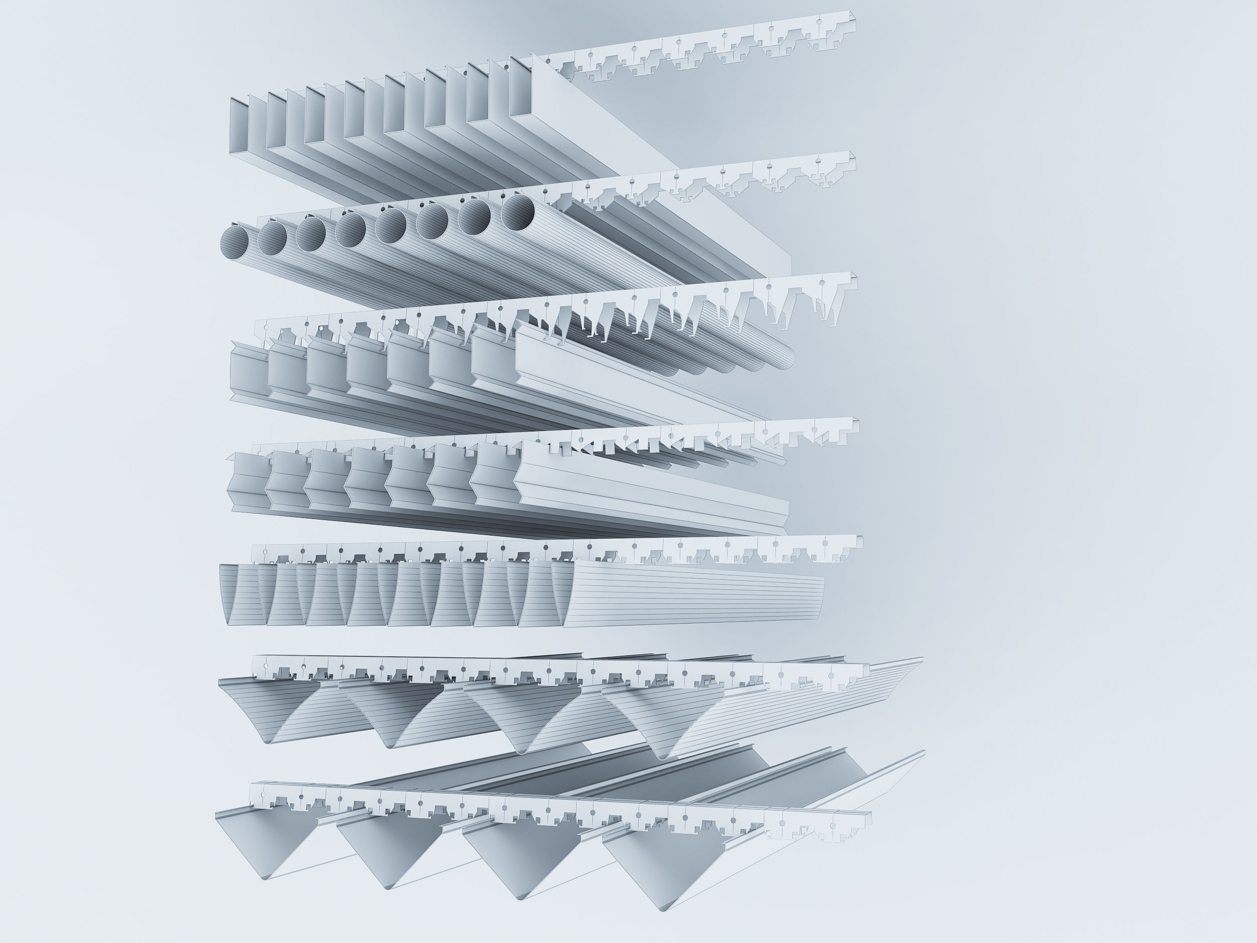 Suspended ceiling rack and pinion 3D model Low-poly 3D model_2